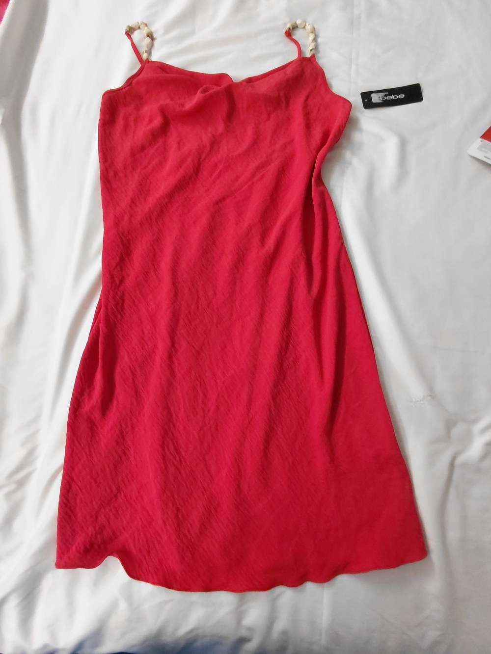 bebe Pink Mini Slip Dress with Braided Straps